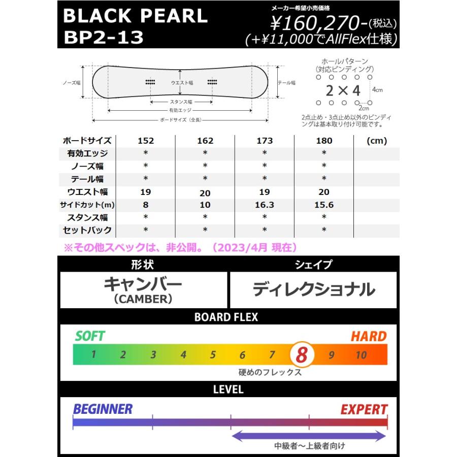 【国産】 23-24 BLACK PEARL/ブラックパール BP2-13 アルペン メンズ レディース カービング 国産 スノーボード 板 2024 予約商品 【VQ2562862070】(89751円)