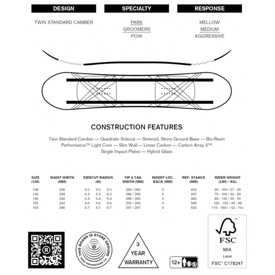 25-26 RIDE/ライド SATURDAY サタデー レディース スノーボード パーク