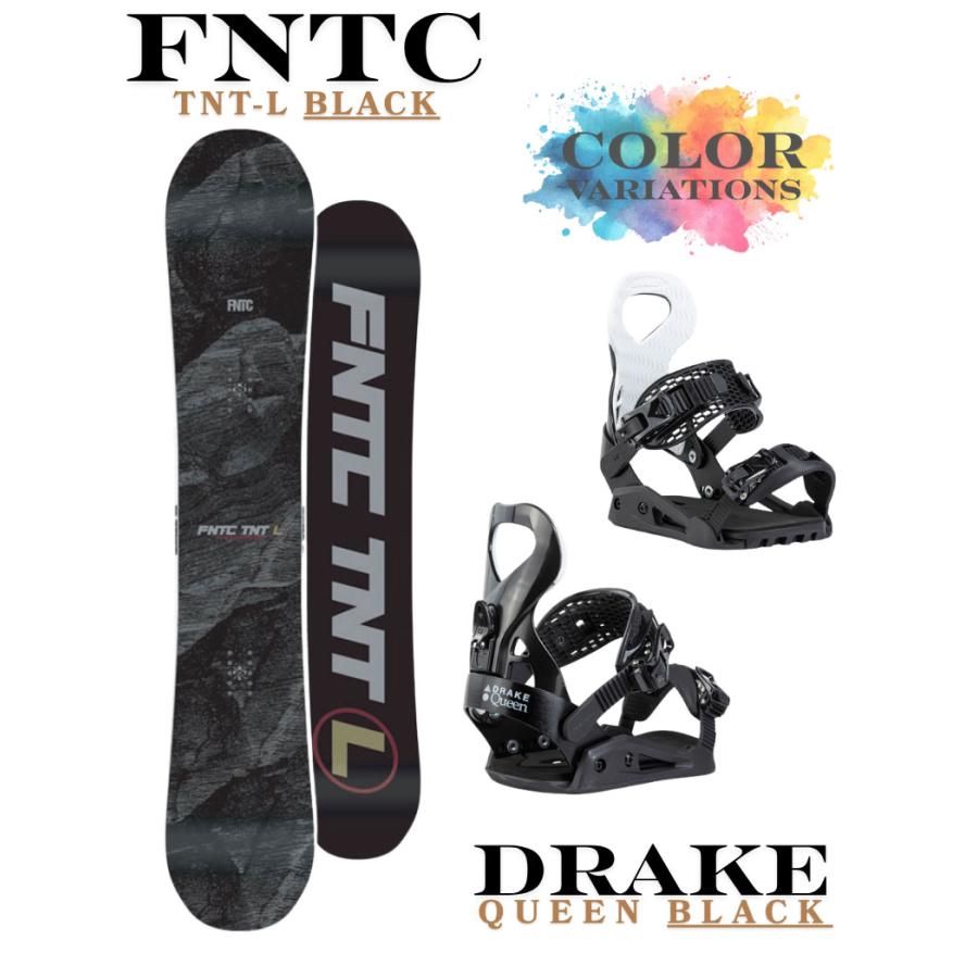 26-27 FNTC TNT-L black × DRAKE QUEEN スノーボード2点セット エフエヌティーシー ドレイク レディース グラトリカービング入門 初心者 ビンディング | DRAKE | 02