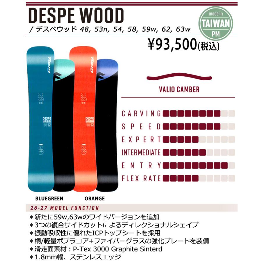 GRAY（グライ） 26-27 GRAY SNOWBOARDS/グレイ DESPE WOOD