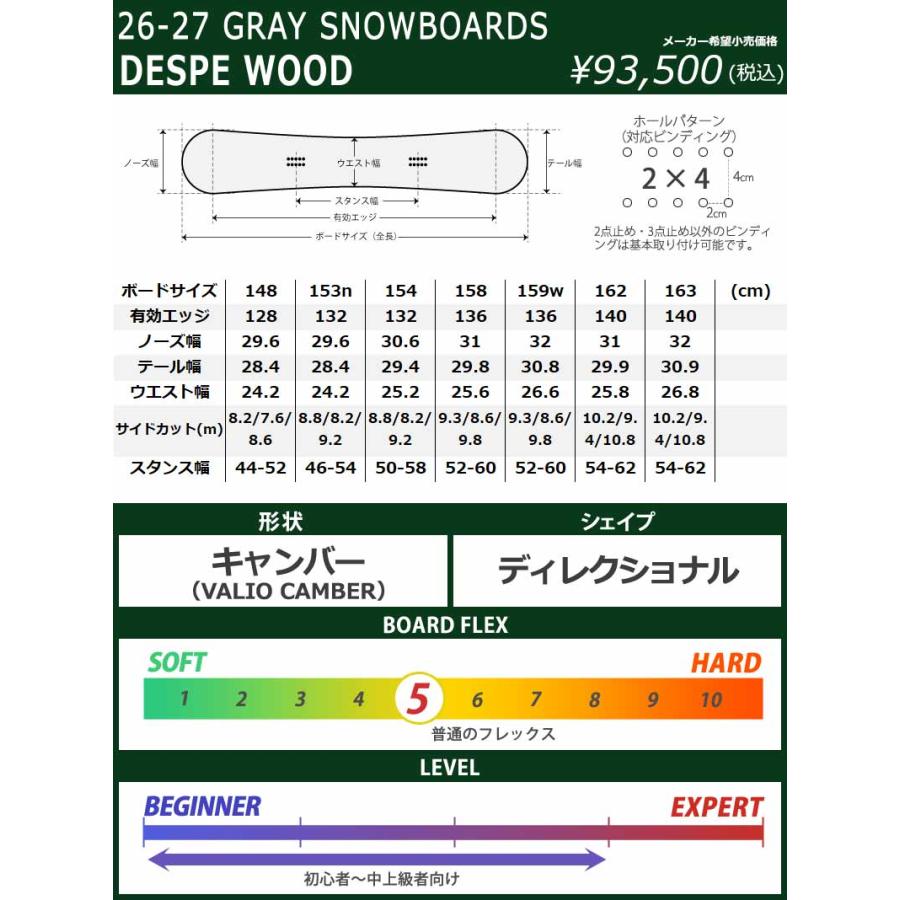 GRAY（グライ） 26-27 GRAY SNOWBOARDS/グレイ DESPE WOOD
