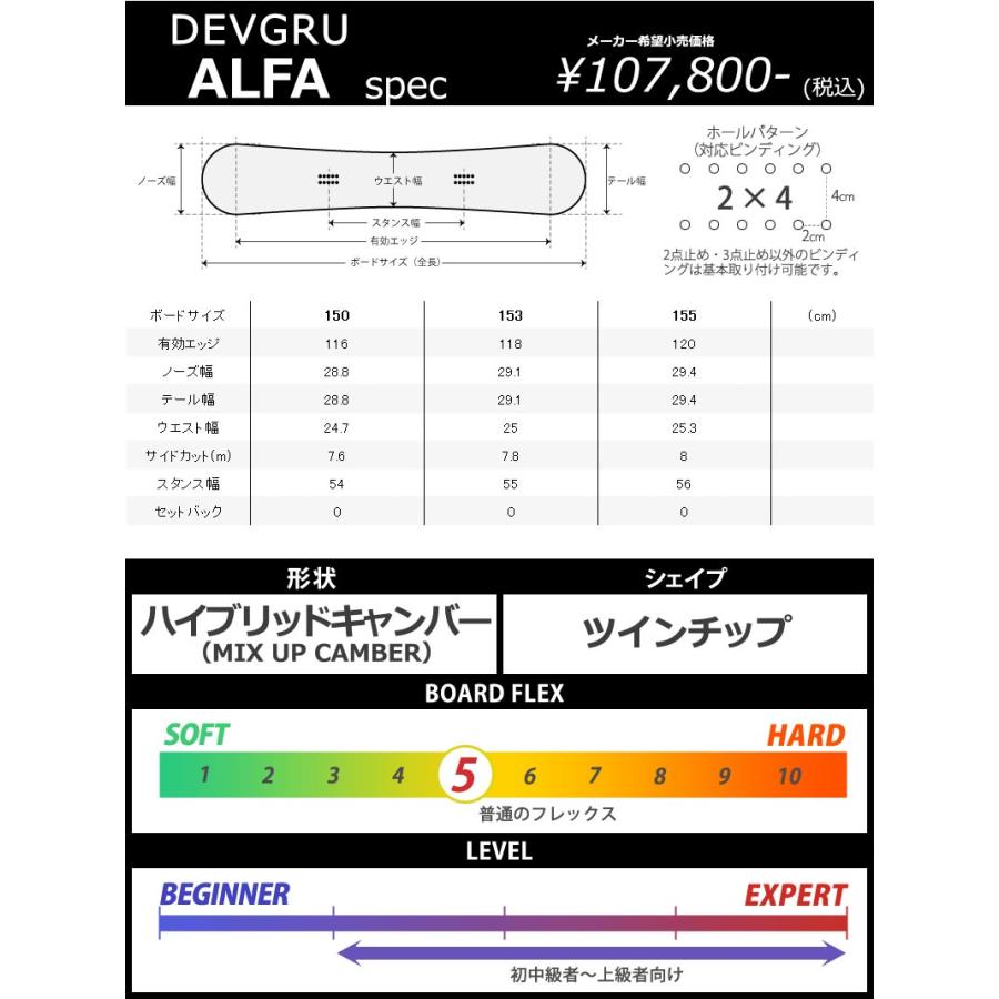 23-24 DEVGRU / デヴグルー ALFA アルファ メンズ レディース スノーボード 国産 板 2024 | DEVGRU | 06