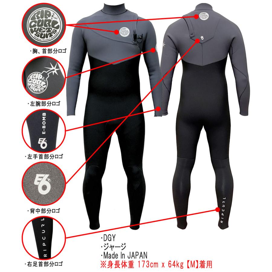 2024 RIPCURL E-BOMB E6 ZIP FREE FULLSUIT/リップカール ジップフリー フルスーツ 3×3 O30-001 ウェットスーツ サーフィン ジャージ 春秋用 数量限定｜breakout｜05