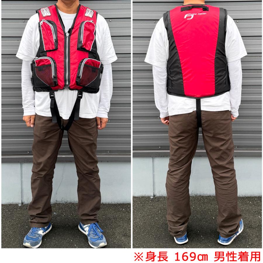 ライフジャケットフローティングベスト FV-6155 / 大人用 男女兼用 多機能 釣り SUP カヤック カヌー 調整ベルト 笛付き フリーサイズ |  | 11