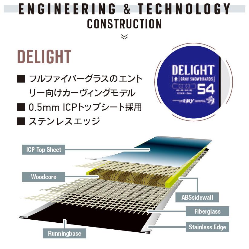 24-25 GRAY/グレイ DELIGHT ディライト メンズ レディース スノーボード カービング ハンマー 板 2025