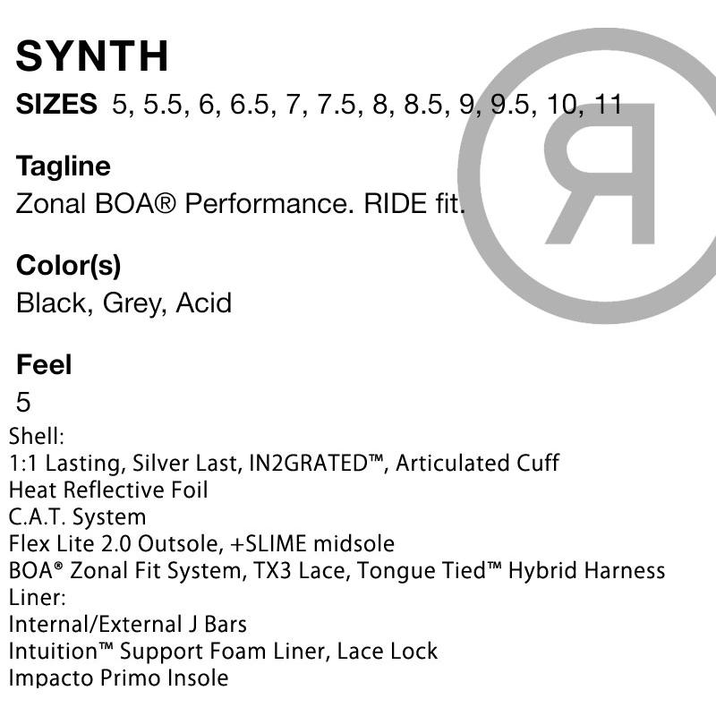 25-26 RIDE/ライド SYNTH シンス レディース ブーツ ダブルボア 熱成型