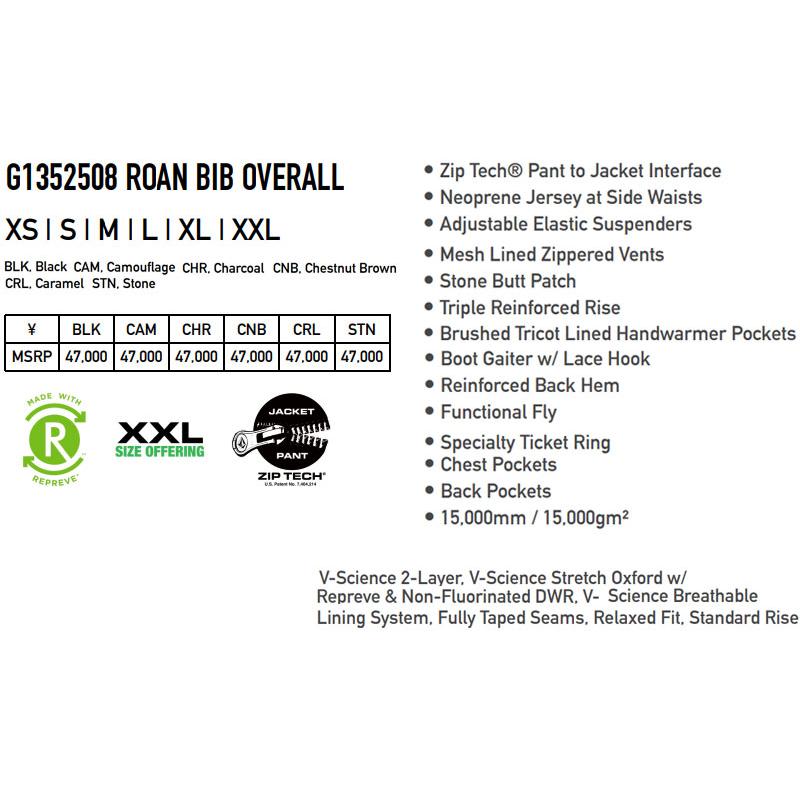 【クーポン配布中】24-25 VOLCOM/ボルコム ROAN BIB overall 着用説明動画 メンズ レディース 防水ビブパンツ スノーボードウェア スノーウェアー 2025 型落ち | VOLCOM | 01
