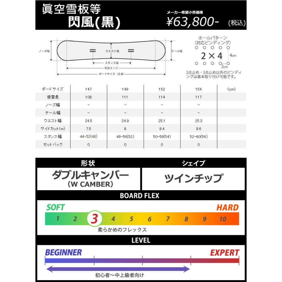 23-24 眞空雪板等 / マクウセッパントウ 閃風 センプウ 黒 メンズ