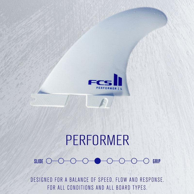 FCS FCSII PERFORMER PC MEDIUM WHITE EDITION TRI RETAIL FINS / エフ