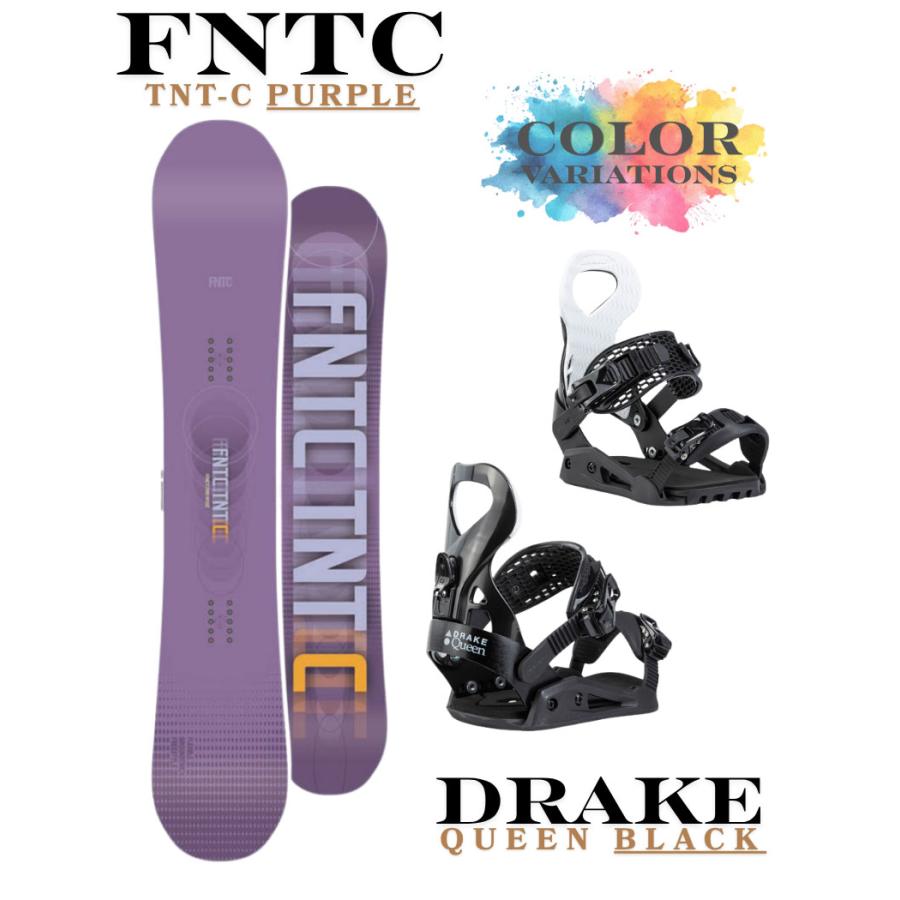 160cm 初心者Drake スノーボード 紫黒　ビンディング付き　2点セット DRAKE（ドレイク） 26-27 FNTC TNT-C purple × DRAKE QUEEN