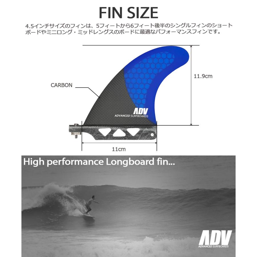 ADVANCED / アドバンス ハニカム カーボンフィン 4.5インチ サーフィン