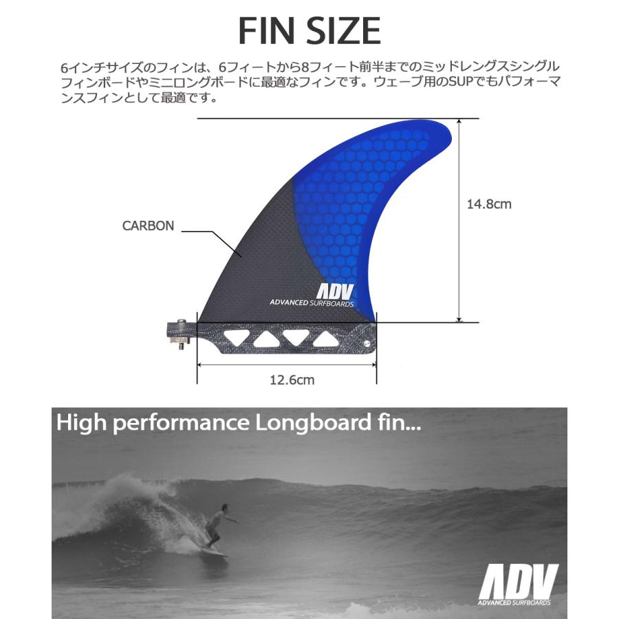 ADVANCED / アドバンス ハニカム カーボンフィン 6インチ ADVANCED / アドバンス ハニカム カーボンフィン 6インチ
