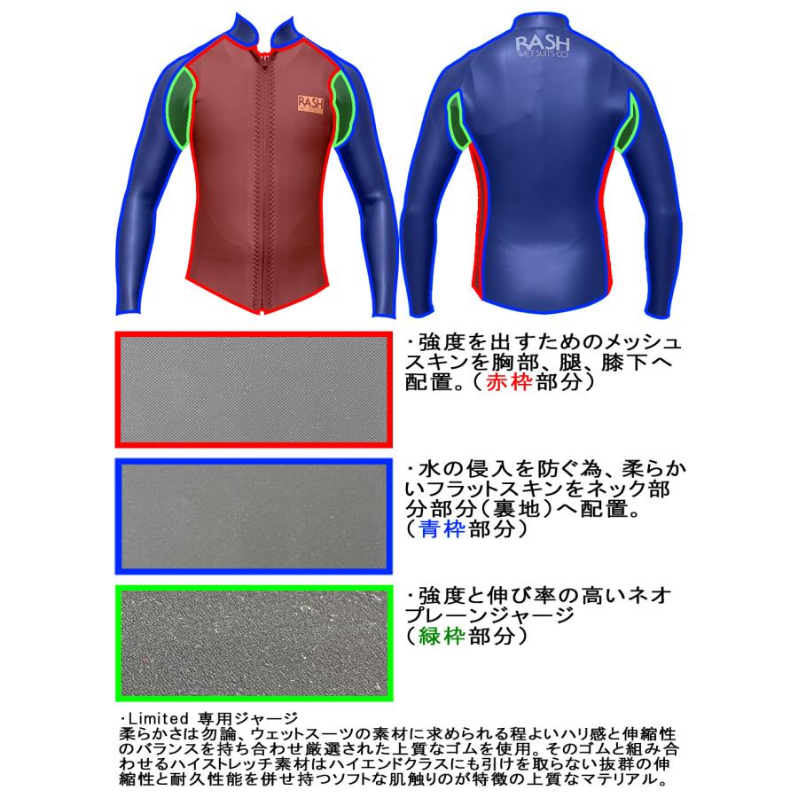 2023 RASH JB FASTENER LONG TAPPA / ラッシュ フロントジップ ロングタッパ 2mm ウェットスーツ サーフィン スキン ジャージ 夏用 |  | 07