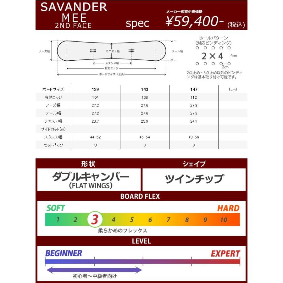 22-23 SAVANDER/サバンダー MEE 2ND FACE ミー レディース スノーボード グラトリ 板 2023｜breakout｜05