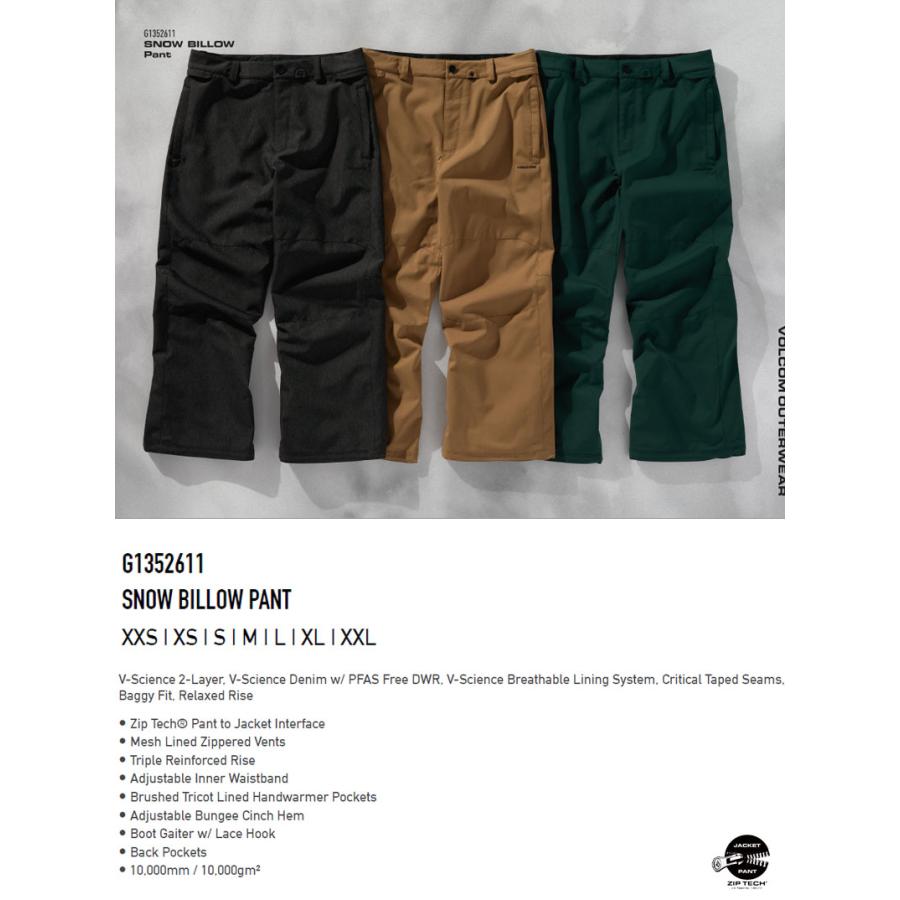 25-26 VOLCOM/ボルコム SNOW BILLOW pant メンズ レディース 防水パンツ スノーボードウェア スノーウェアー 2026の画像