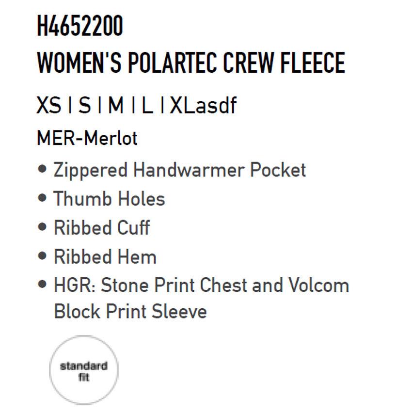 21-22 VOLCOM / ボルコム WOMEN'S POLARTEC CREW FLEECE レディース フーディー スノーウェア インナーウェアー セカンドレイヤー スノーボードアパレル |  | 01