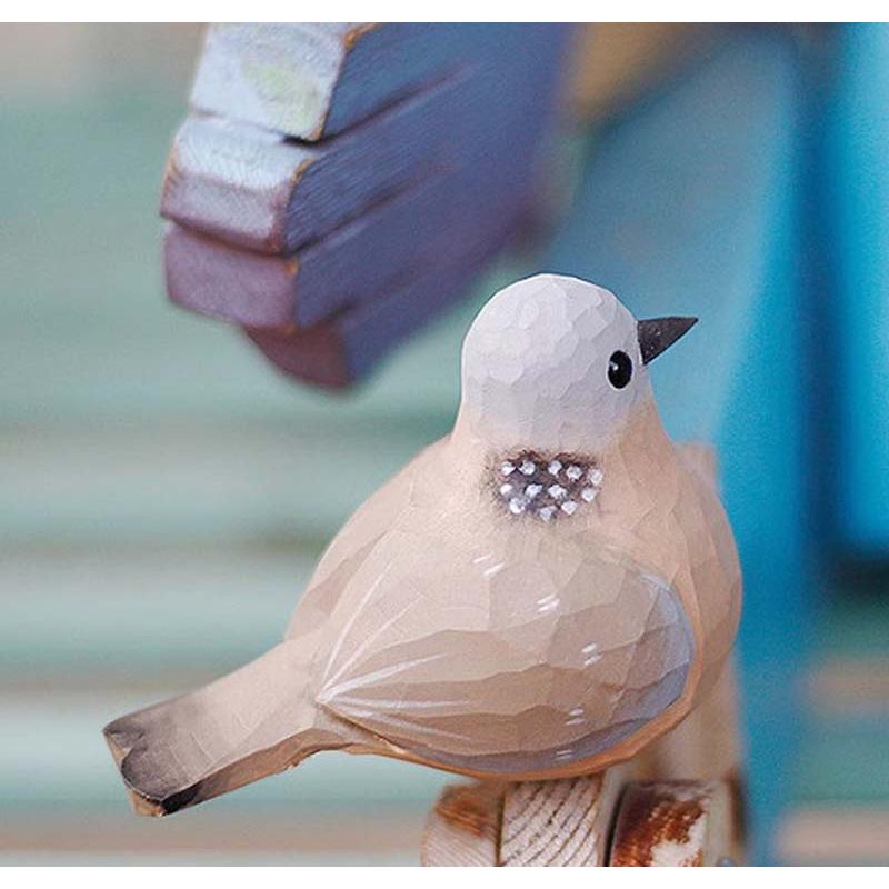 キジバト 小鳥 オブジェ 手作り 木彫り 鳩 かわいい バード 癒し 置物
