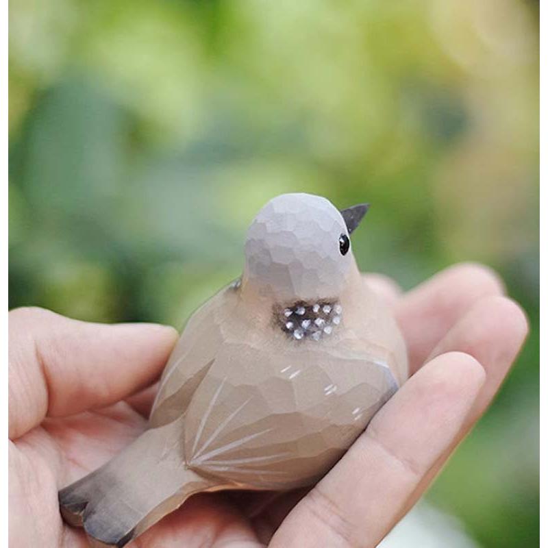 キジバト 小鳥 オブジェ 手作り 木彫り 鳩 かわいい バード 癒し 置物