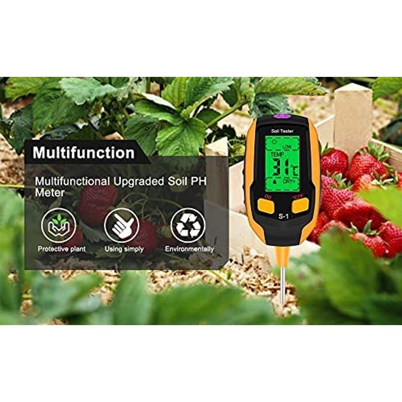 Esimen in 1土壌pHメーター、土壌水分計、光 PH 温度、デジタルプラント温度計テスト、園芸、農業、屋内および屋外植物用の 通販 