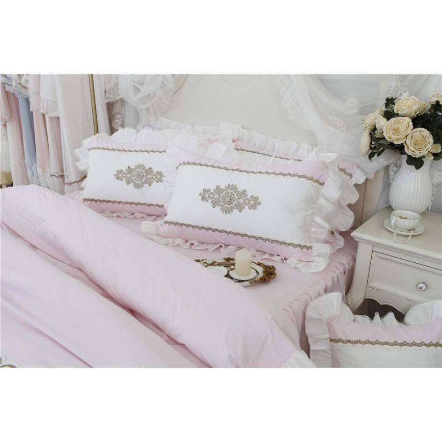 韓式 レース付き ピンク 姫系布団カバーセット 掛け布団カバー ベッドスカート 枕カバー シングル ゴージャス 可愛い Supersport Tn