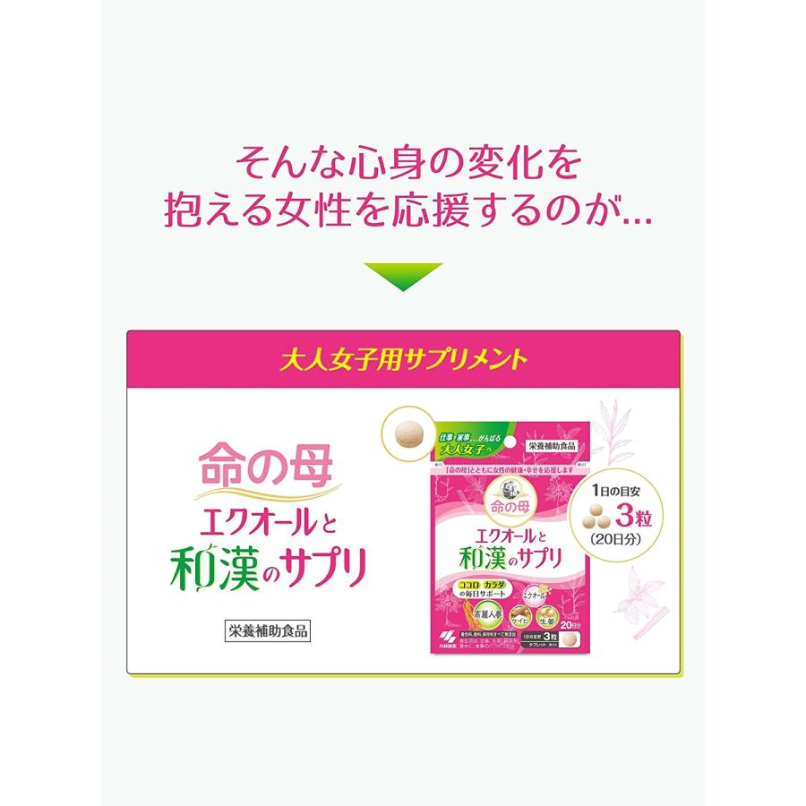 小林製薬 命の母 エクオールと和漢のサプリ 60粒 約20日分 : BRハウス