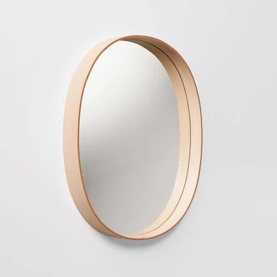 革製フレームウォールミラー