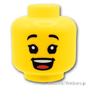 レゴ パーツ ばら売り #3626cpb2324 ミニフィグ デュアルヘッド - 女の子の微笑スマイル/元気スマイル：イエロー | LEGOの部品｜brickers｜02