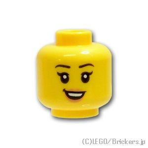 レゴ 頭 パーツ ばら売り #3626c ミニフィグ ヘッド - ピーチリップのニヤリ顔 ： イエロー | LEGOの部品 ミニフィギュア 顔｜brickers
