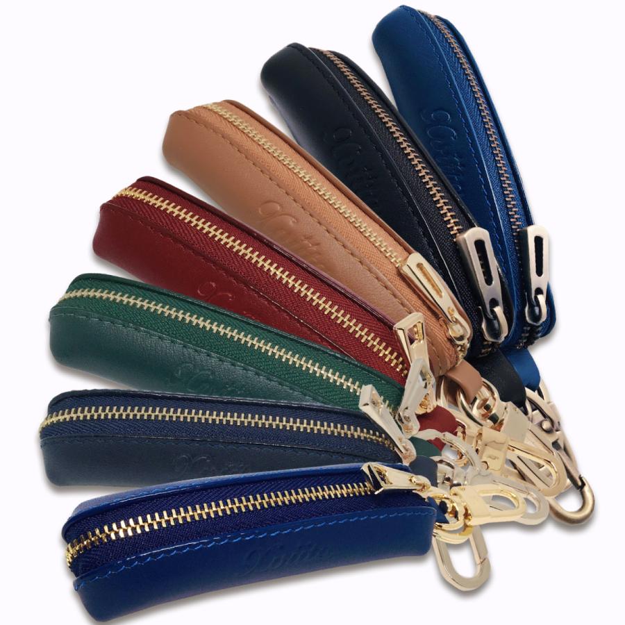 レザージッパーコインケース キーチェーン付き ひまわり型コインクリップ リストバッグ ハンドバッグ コインオーガナイザー ミニレザー コインケース  キーホルダー 小銭入れ メンズ 本革 ナッパレザー スティック型 レギュラー カラビナ