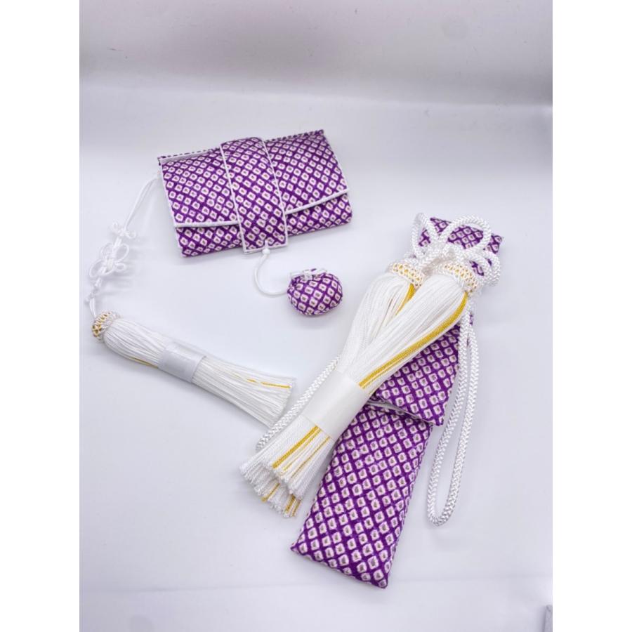 ◆新品◆人気◆はこせこ◆フォトウェディングなどに◆絞り柄パープル系◆【新品婚礼用/筥迫・懐剣・末広3点セット】