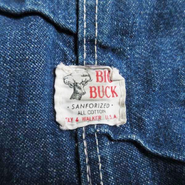 60s USA製 BIG BUCK デニム オーバーオール 実寸W38 ローバック 