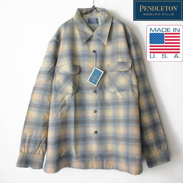 新品 70s USA製 PENDLETON オンブレチェック ウール ボード シャツ XL レアカラー ペンドルトン ビンテージ デッドストック D153-14-0011ZTの画像