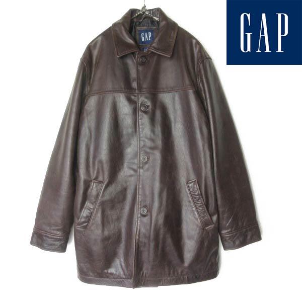 GAP カーコート　ダークブラウン レザージャケット 00s GAP オールド ギャップ レザー カーコート S ダークブラウン 茶系