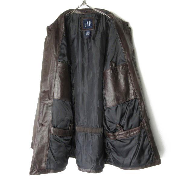 00s GAP オールド ギャップ レザー カーコート S ダークブラウン 茶系