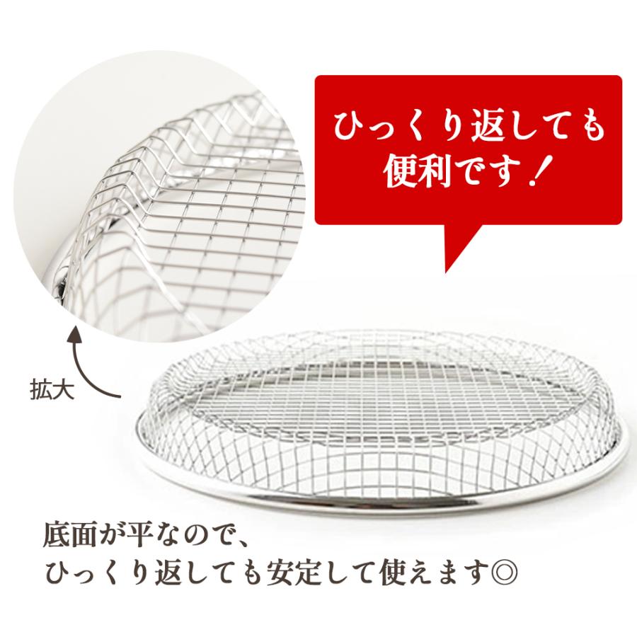 平ザル 22cm お皿 万能 ザル 燕三条 日本製 ステンレス 揚げ物 油切り 天ぷら フライ から揚げ 大皿 浅ザル 水切り ザル 食洗器対応 水切れ抜群 平ざる メッシュ | STYLENEO | 10