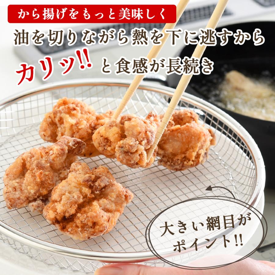 平ザル 22cm お皿 万能 ザル 燕三条 日本製 ステンレス 揚げ物 油切り 天ぷら フライ から揚げ 大皿 浅ザル 水切り ザル 食洗器対応 水切れ抜群 平ざる メッシュ | STYLENEO | 01