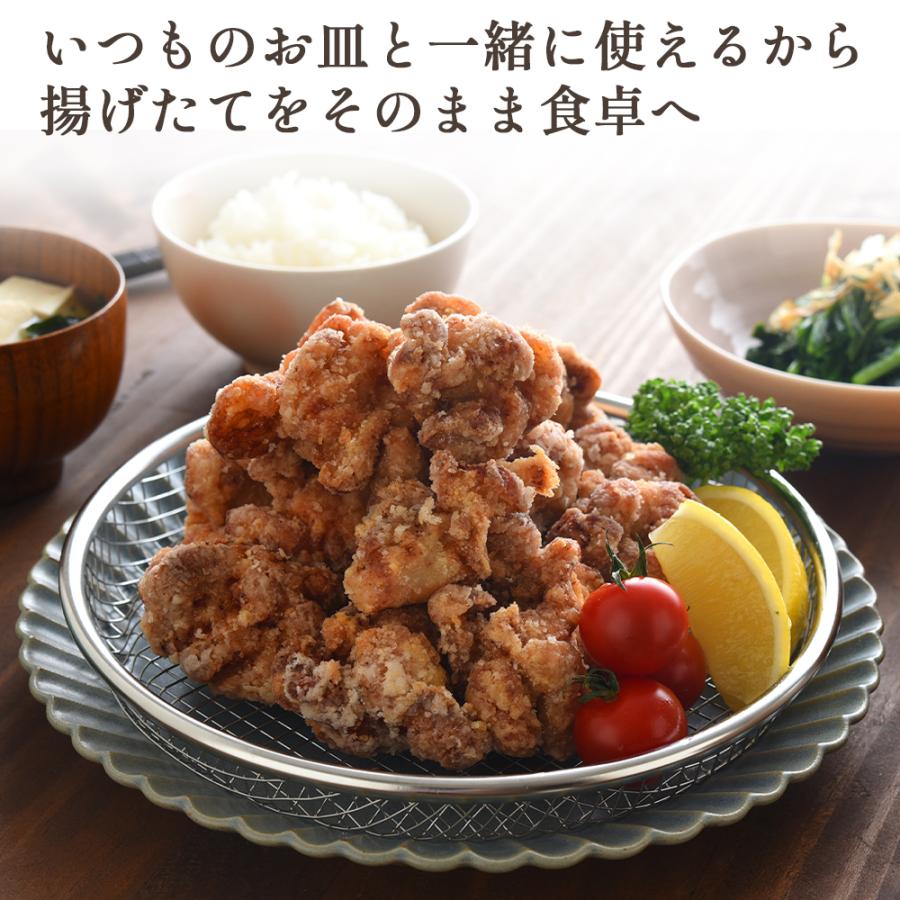 平ザル 22cm お皿 万能 ザル 燕三条 日本製 ステンレス 揚げ物 油切り 天ぷら フライ から揚げ 大皿 浅ザル 水切り ザル 食洗器対応 水切れ抜群 平ざる メッシュ | STYLENEO | 05