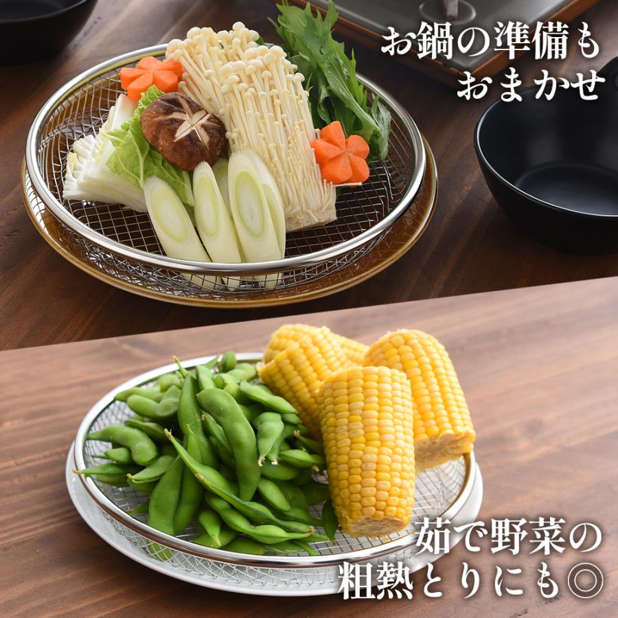 平ザル 22cm お皿 万能 ザル 燕三条 日本製 ステンレス 揚げ物 油切り 天ぷら フライ から揚げ 大皿 浅ザル 水切り ザル 食洗器対応 水切れ抜群 平ざる メッシュ | STYLENEO | 09
