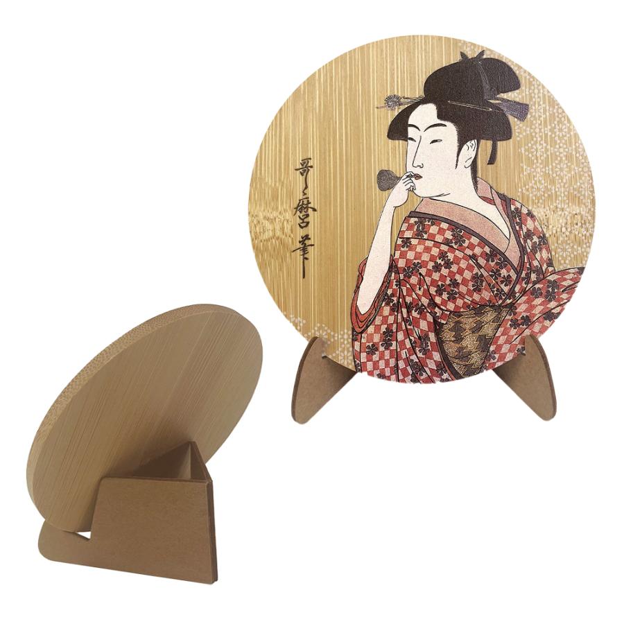 竹製手付き浮世絵かご STYLENEO ギフト コースター 自然 素材 竹 和 浮世絵 おみやげ 歌麿
