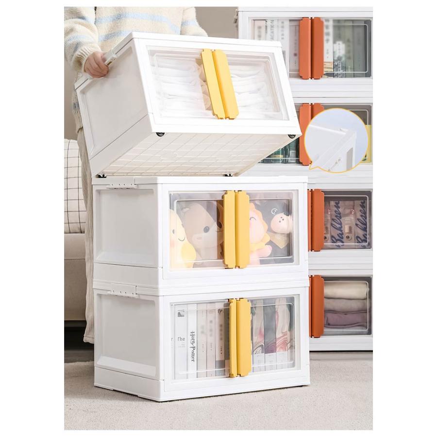 収納ケース 折りたたみ 前開き キャスター付き 収納棚 扉付き 収納箱