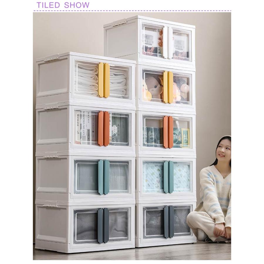 収納ボックス 折りたたみ コンテナ　収納ケース キャスター付 白 3個 楽天市場】収納ケース 折りたたみ 前開き キャスター付き 収納棚