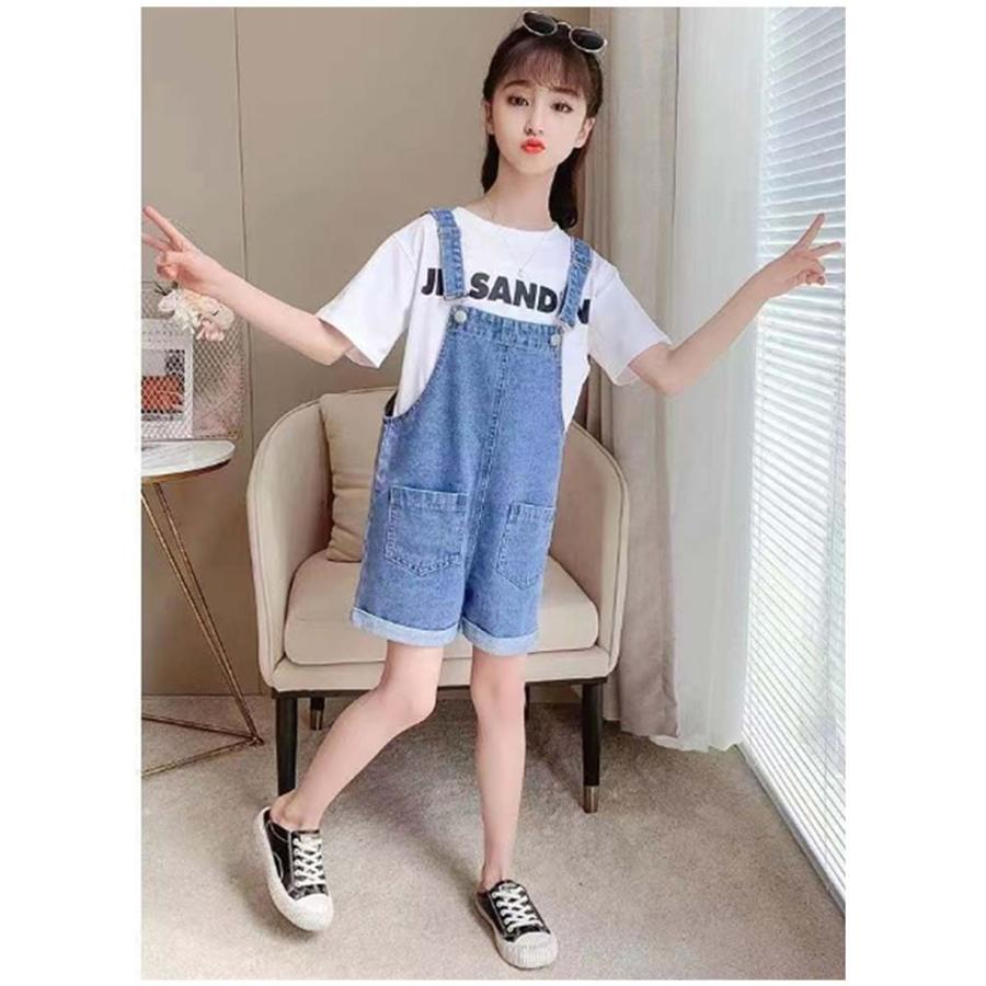 ボトムス ショートパンツ 女の子 男の子 オーバーオール デニムオーバーオール ポケット 子供服 半袖 tシャツ セットアップ オーバーオール キッズ |  | 12