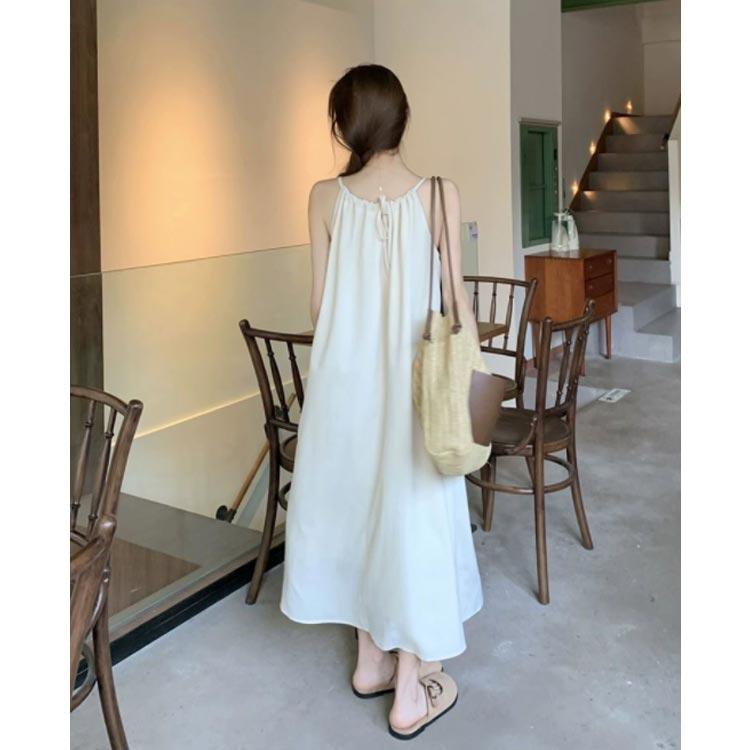 ロングワンピース ノースリーブ 楽チン 夏 ノースリーブワンピース