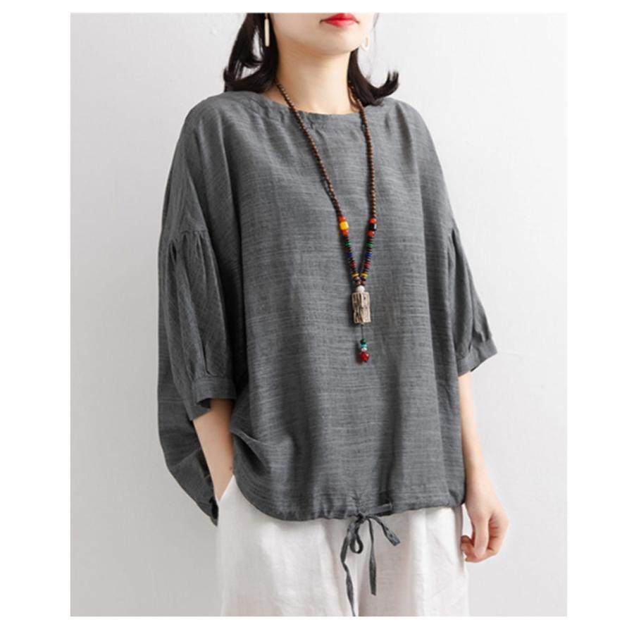 涼しい ブラウス 大人 ティーシャツ ゆったり ラウンドネックサマーブラウス 春 かわいい 人気 シャツ 5分袖 Tシャツ 薄手 半袖 7分袖 カジュ |  | 13