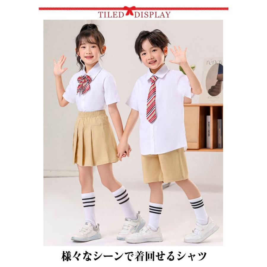 子供 男子 スクールシャツ フォーマルシャツ 高校生 女子 子供シャツ 白シャツ カッターシャツ コットン 制服 半袖シャツ 綿 キッズ 春夏 ブラウ |  | 07