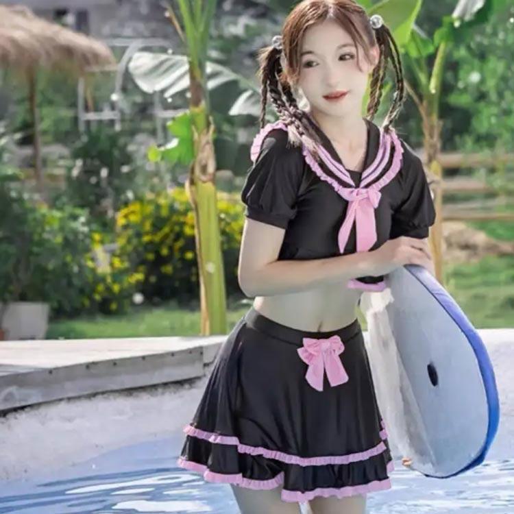 フリル コスプレ 可愛い 体型カバー ママ水着 水着 地雷系 原宿 韓国系