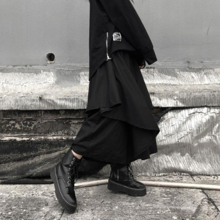 Y's　ワイズ　ウエストコードパンツスカート　袴パンツ　サルエル　変形　2　黒 サルエルパンツ レディース ワイドパンツ メンズ 袴パンツ 巻き