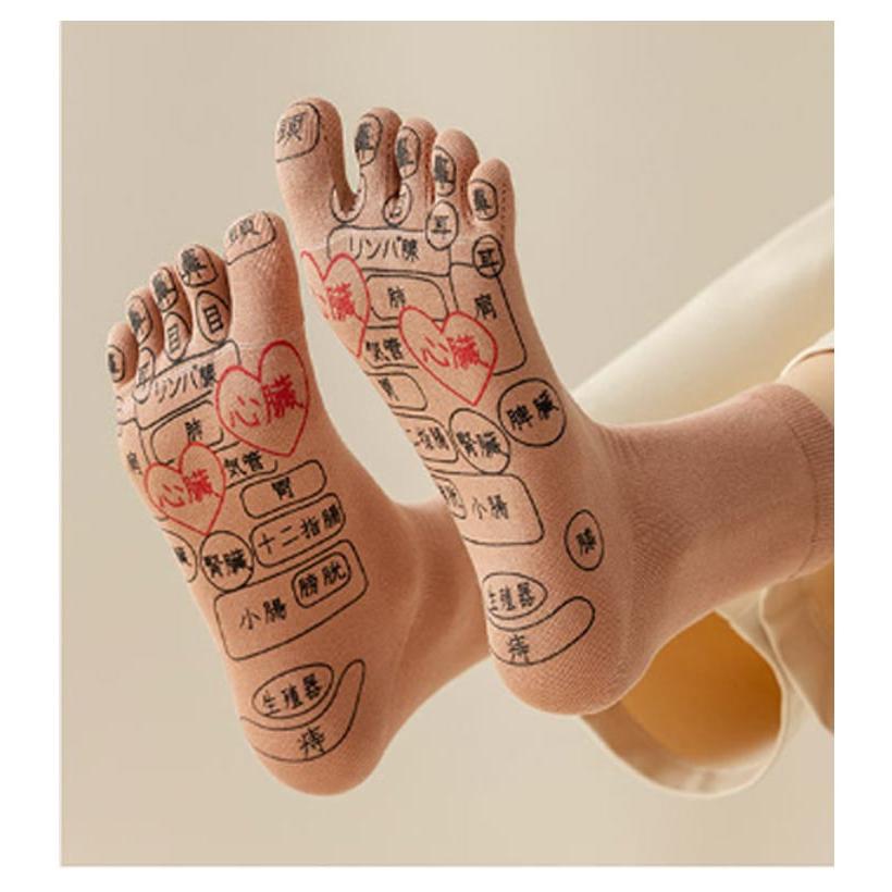 くつした メンズ 五本指 プリントは日本語 足ツボソックス 4足