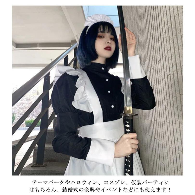 かわいい 学園祭 女装 ロング丈 メイド服 コスチューム ロリータ 衣装