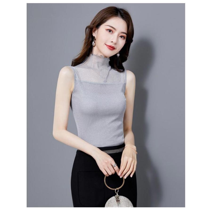 トップス レディース 2枚セット インナー Tシャツ ノースリーブ 春
